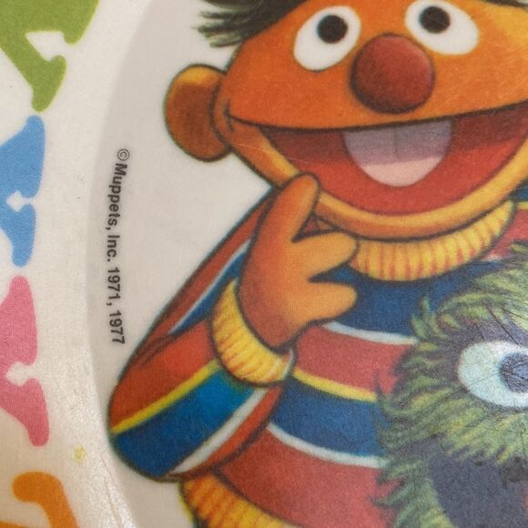 Sesame Street vintage lunch dinner plate Oscar the grouch plush eating buddy euc - Picture 6 of 7